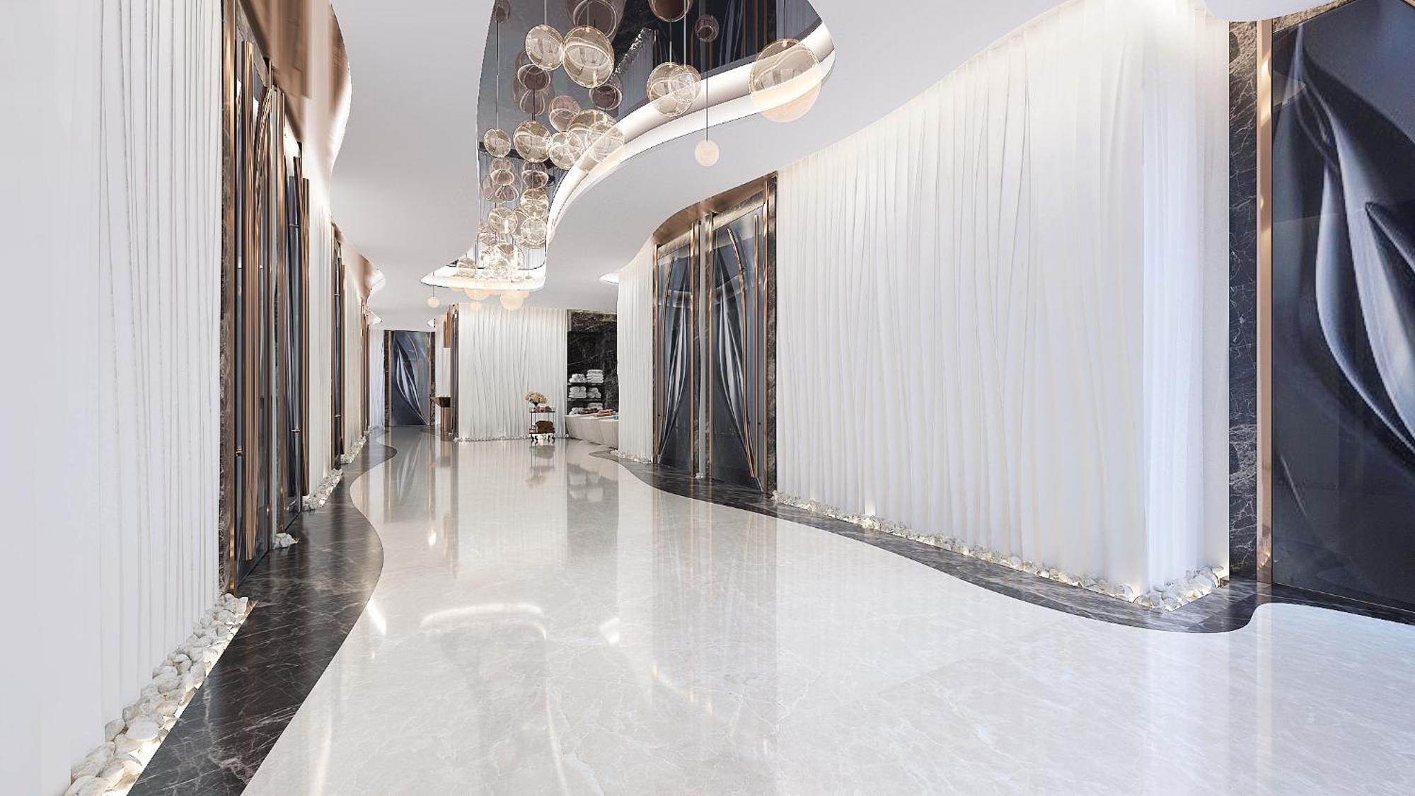 Royal M Al Aqah Beach Resort By Gewan Eksteriør billede Interior of the hotel